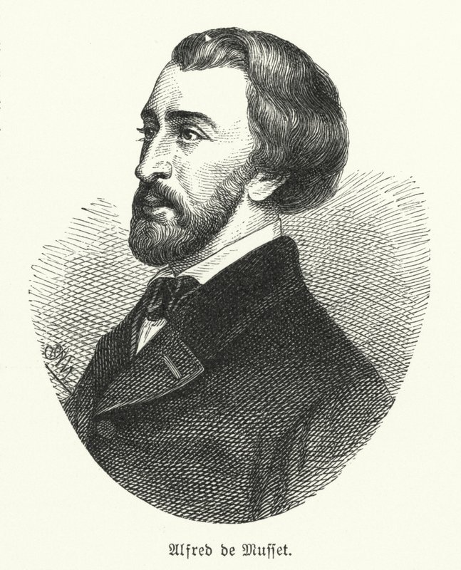 Alfred de Musset, Fransız oyun yazarı, şair ve romancı (litho) by German School