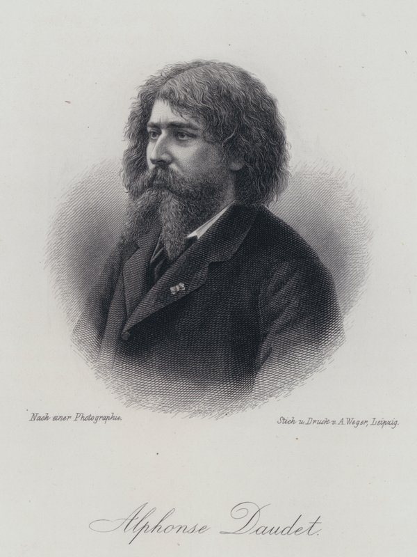 Alphonse Daudet, Fransız romancı (gravür) by German School