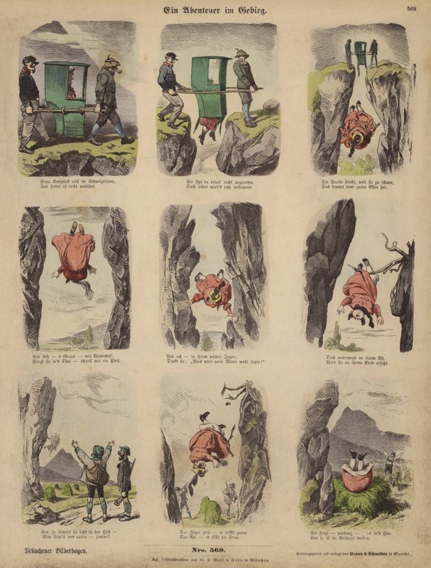 Dağlarda bir macera (renkli gravür) by German School