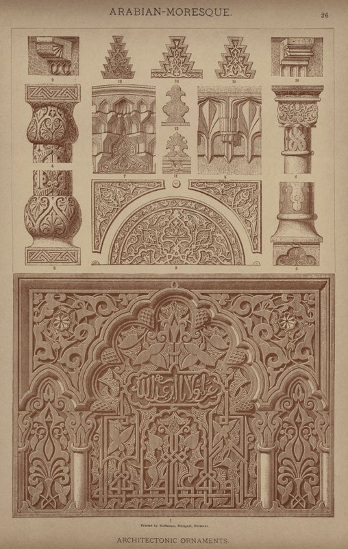 Arap-Moresk, Mimari Süsler (renkli taş) by German School