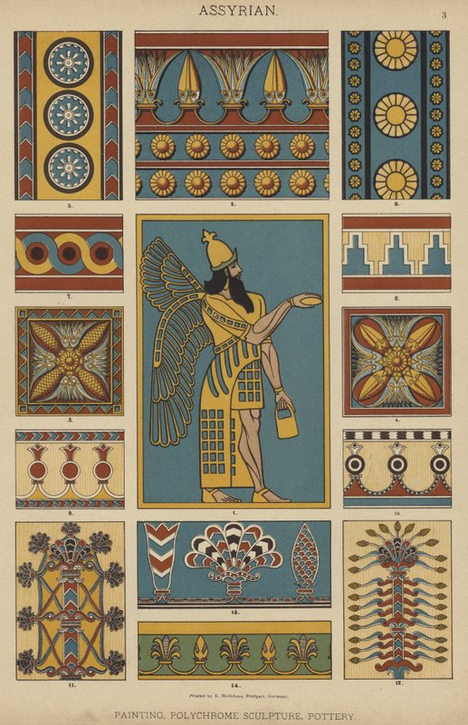 Asur, Resim, Çok Renkli Heykel, Çömlekçilik (renkli taş) by German School