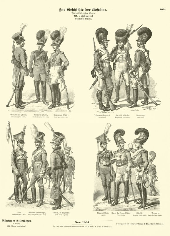 Bavyera askeri üniformaları, 19. yüzyılın başlarında by German School