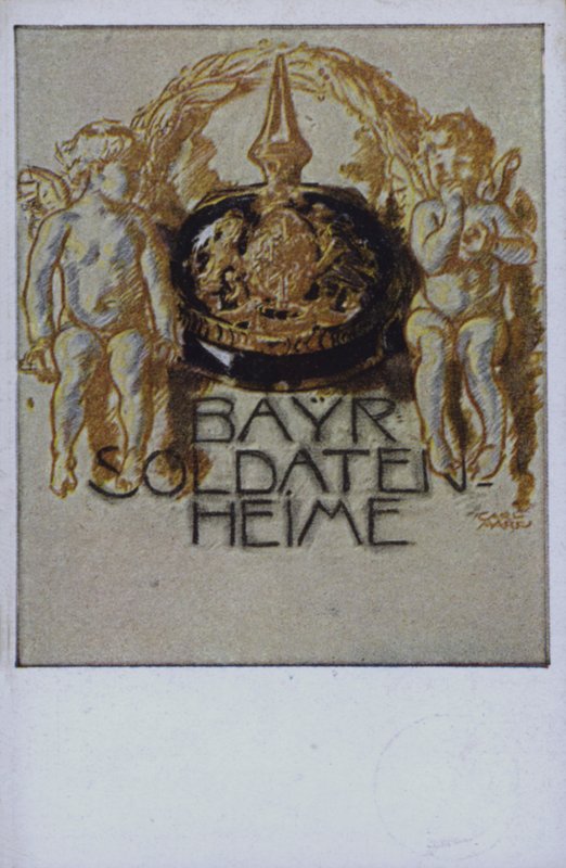 Bavyera askeri miğferi (renkli lito) by German School