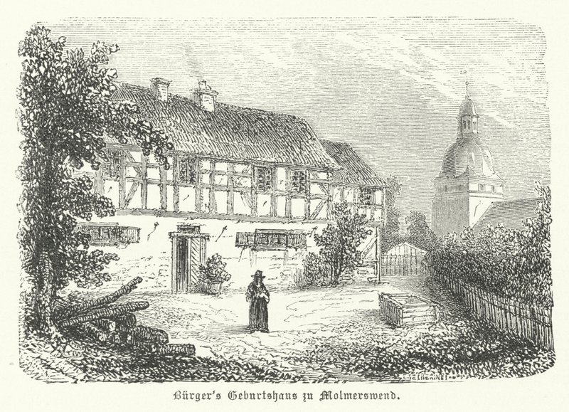 Alman şair Gottfried August Buerger'in doğum yeri, Molmerswende (gravür) by German School