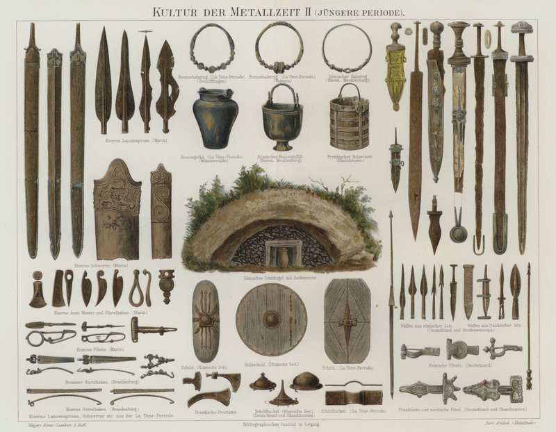 Bronz ve Demir Çağı eserleri (renkli taş) by German School
