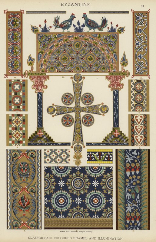 Bizans, Cam Mozaik, Renkli Emaye ve Aydınlatma (renkli taş) by German School