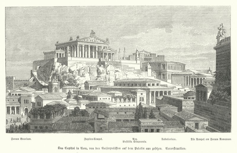 Capitoline Tepesi, antik Roma (gravür) by German School