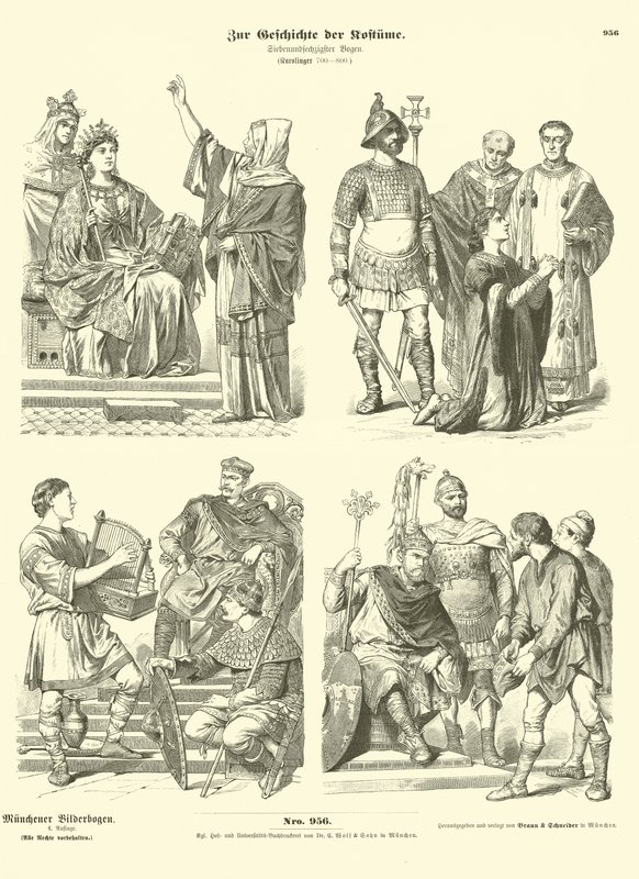 Carolingian Frank kostümleri, 8. Yüzyıl by German School