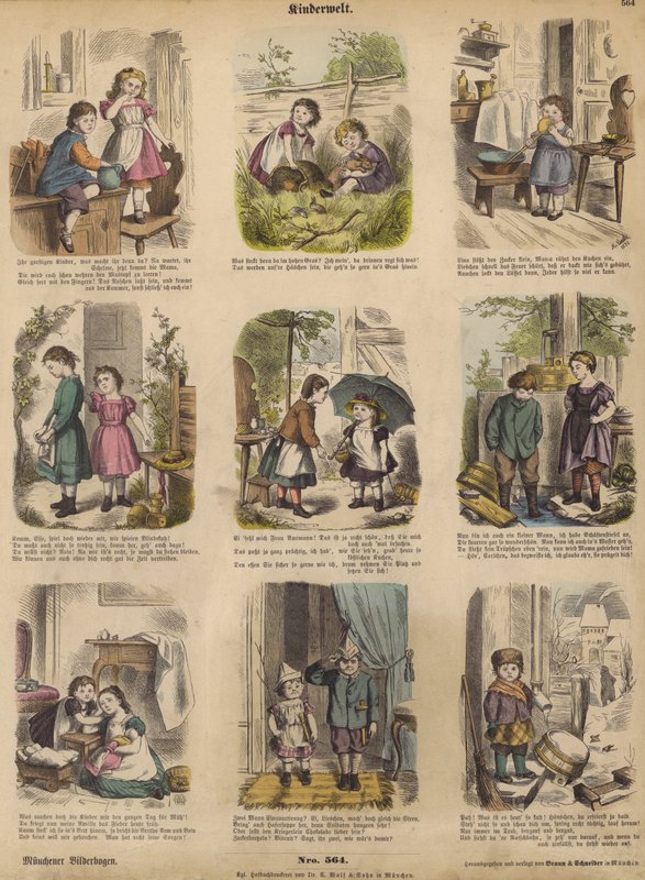 Çocukluk (renkli gravür) by German School
