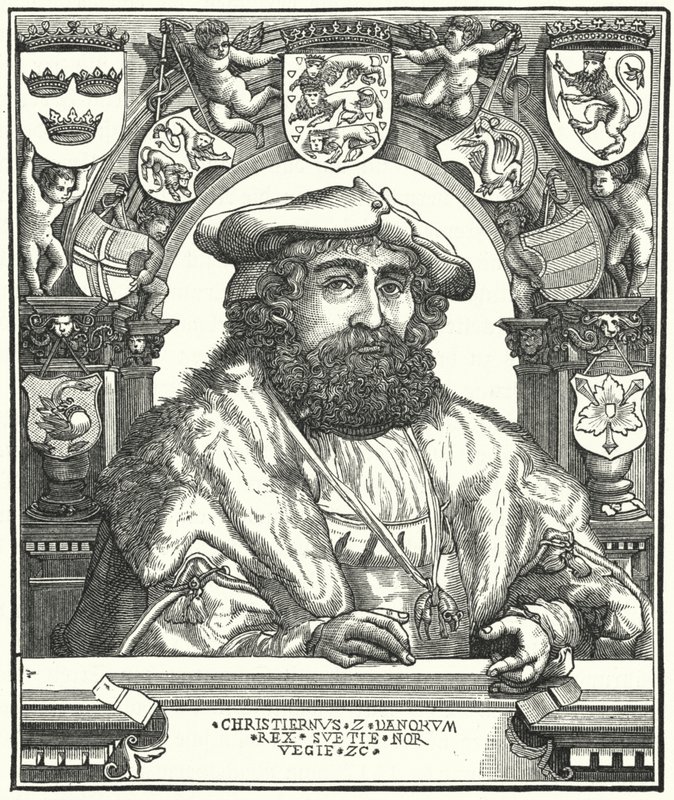 Christian II, Danimarka, Norveç ve İsveç Kralı (gravür) by German School