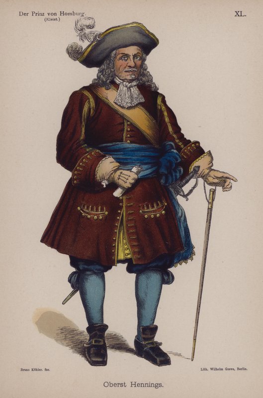 Albay Hennings, Der Prinz von Homburg'dan (Homburg Prensi) Heinrich von Kleist tarafından (renkli taş) by German School