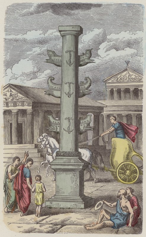Roma deniz zaferini anan sütun (renkli gravür) by German School