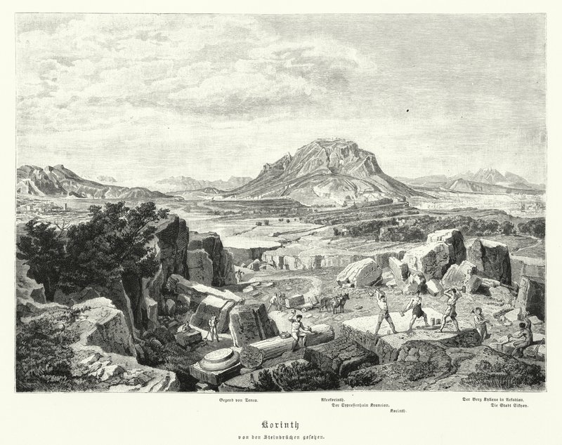 Korint, Antik Yunanistan (gravür) by German School