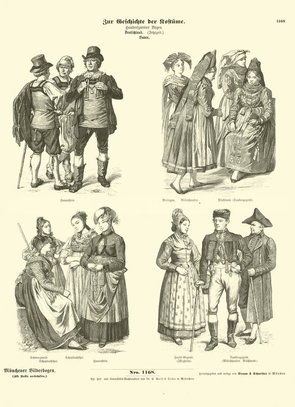 Baden, Almanya, 19. Yüzyıldan Kostümler by German School