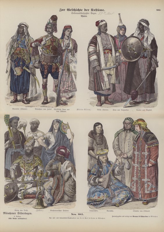 Asya Kostümleri (renkli gravür) by German School