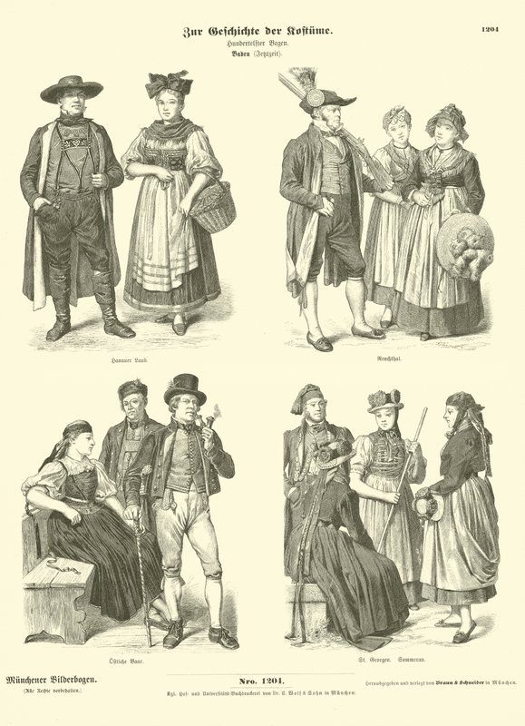 Baden, Almanya, 19. Yüzyıl Kostümleri by German School