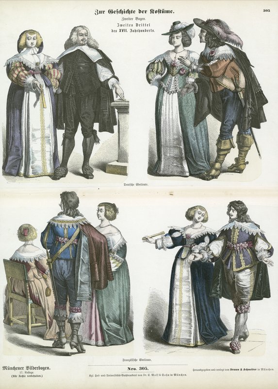 Alman ve Fransız soylularının kostümleri, 17. yüzyıl ortası by German School