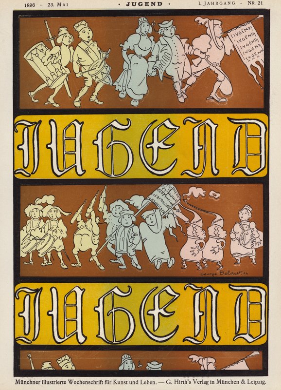 Jugend dergisi için kapak illüstrasyonu, 1896 by German School