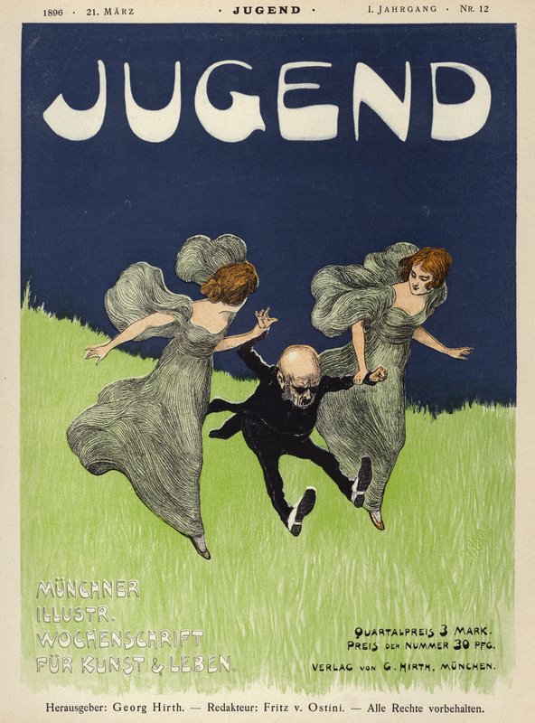 Jugend dergisi için kapak illüstrasyonu, 1896 by German School