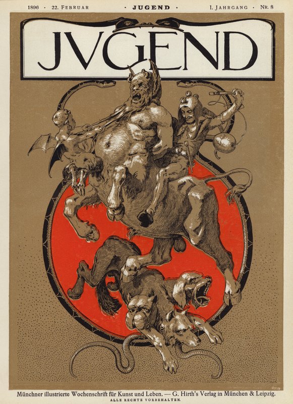 Jugend dergisi için kapak illüstrasyonu, 1896 by German School