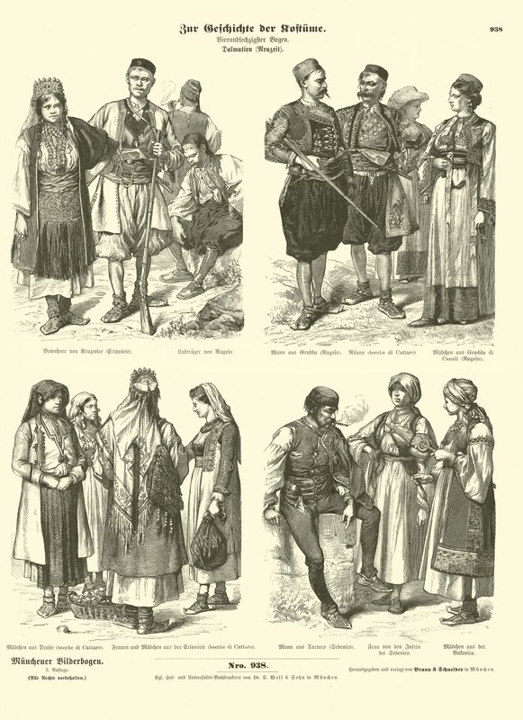 19. yüzyılın sonlarında Dalmaçyalı kostümler by German School