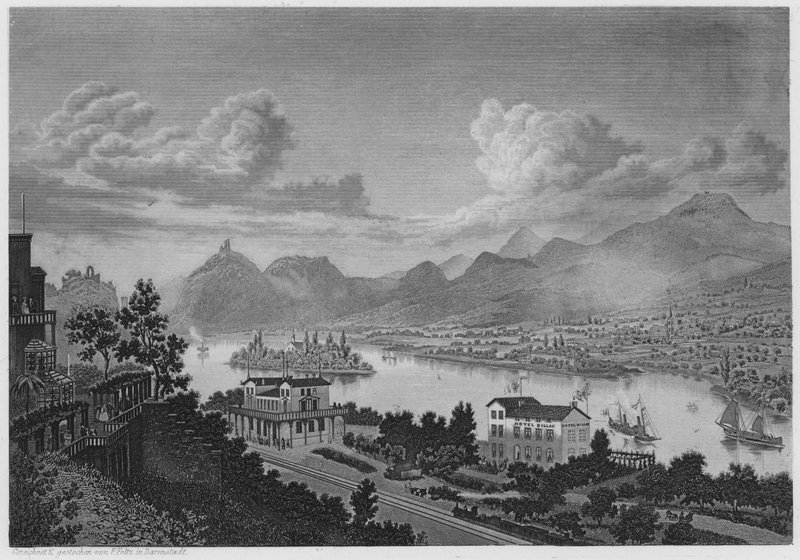 Drachenfels Nonnenwerth ve Rolandseck (gravür) by German School