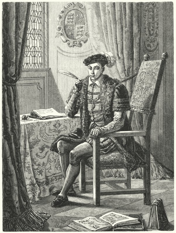 Edward VI, İngiltere Kralı (gravür) by German School