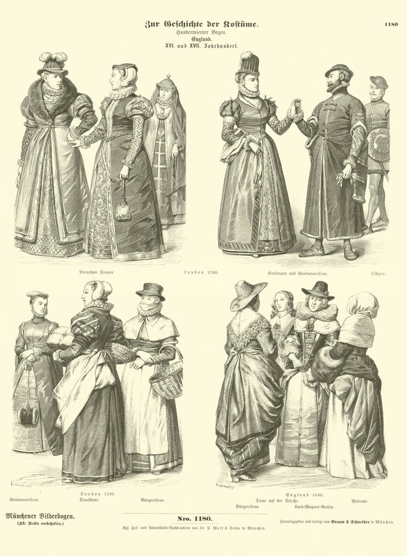 İngiliz kostümleri, 16. ve 17. Yüzyıl by German School