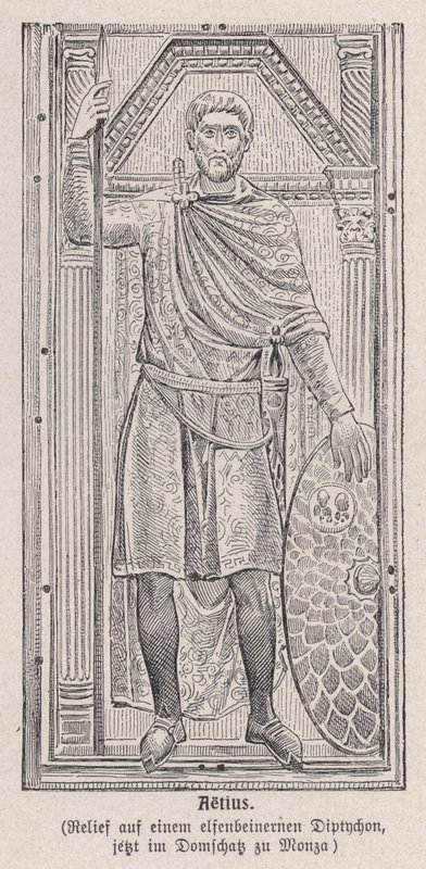Flavius Aetius, Romalı general (gravür) by German School