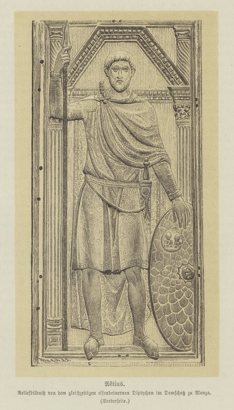 Flavius Aetius, Romalı general (gravür) by German School