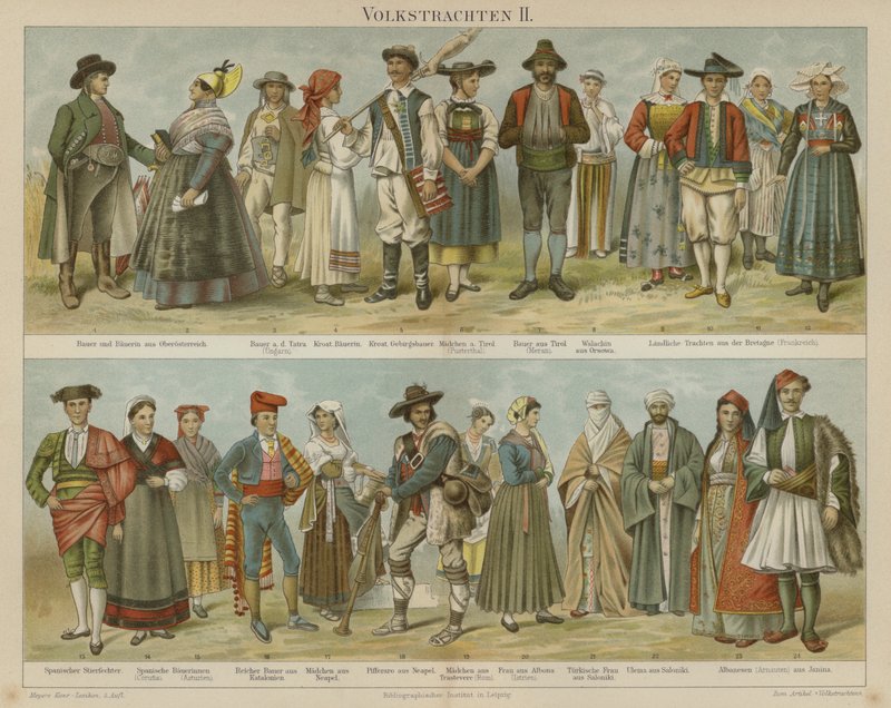 Halk kostümleri (renkli lito) by German School
