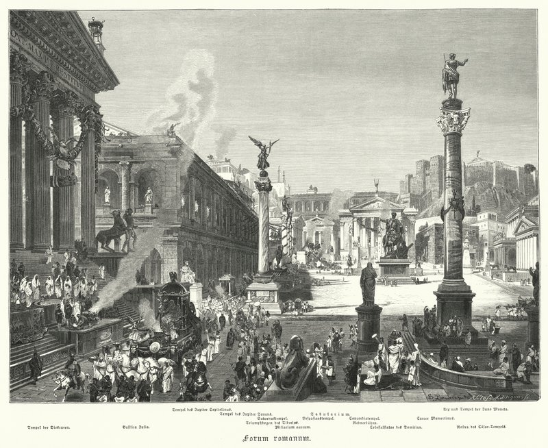 Forum Romanum, antik Roma (gravür) by German School