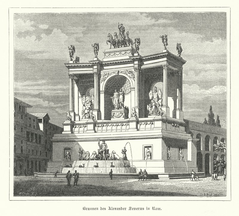 Alexander Severus Çeşmesi, antik Roma (gravür) by German School