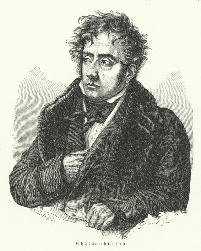 Francois-Rene de Chateaubriand, Fransız romancı, politikacı, diplomat ve tarihçi (lito) by German School