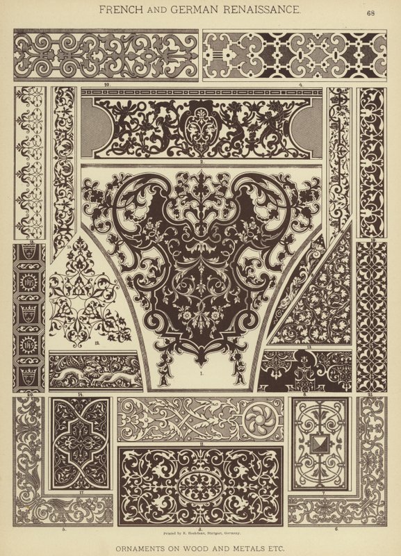 Fransız ve Alman Rönesansı, Ahşap ve Metaller Üzerine Süsler vb (renkli taş) by German School