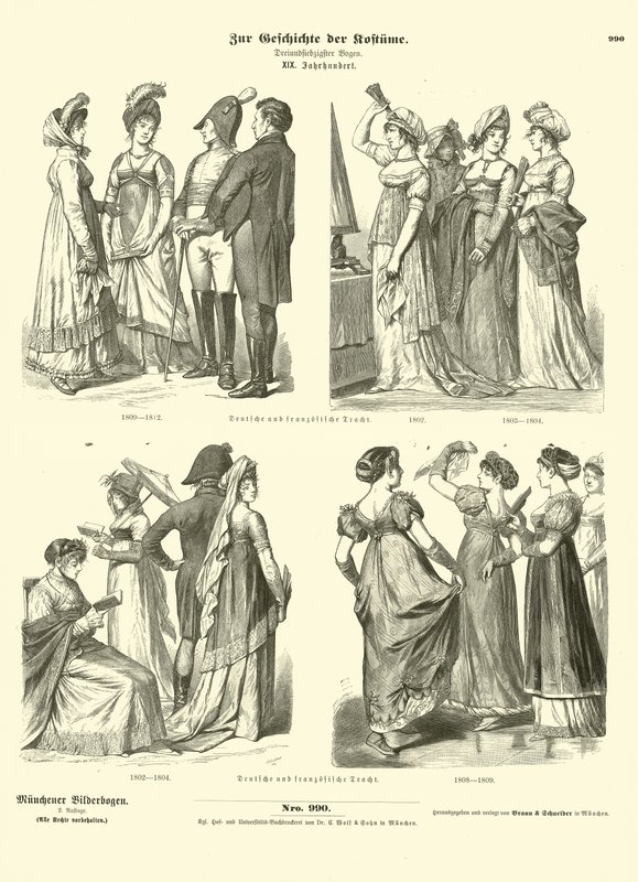 Fransız ve Alman kostümleri, 19. yüzyılın başlarında by German School