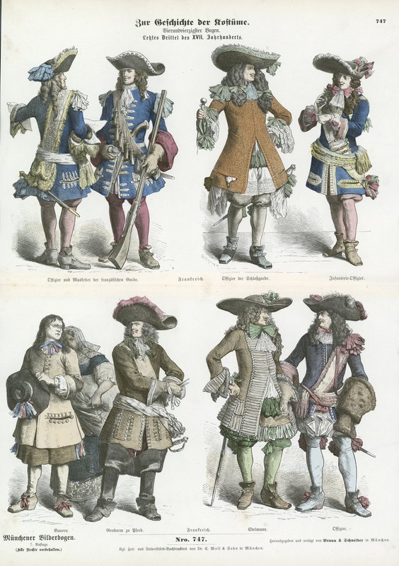 Fransız kostümleri, 17. yüzyıl sonu by German School