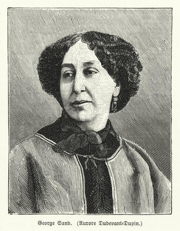 George Sand, Fransız romancı (lito) by German School