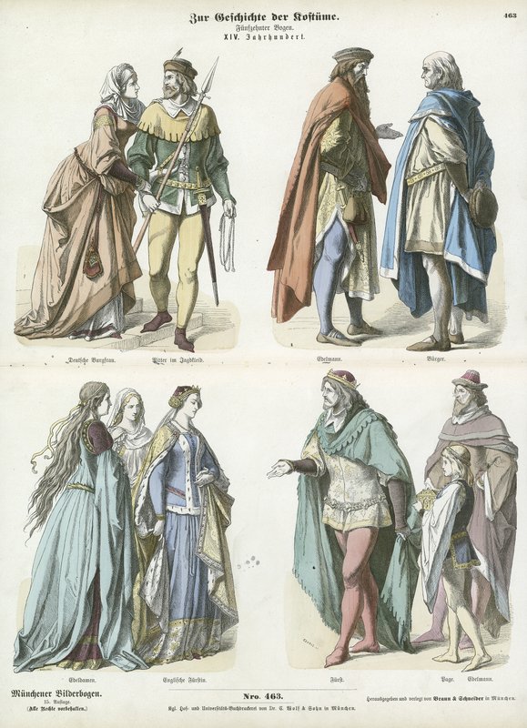 Alman ve İngiliz kostümleri, 14. Yüzyıl by German School