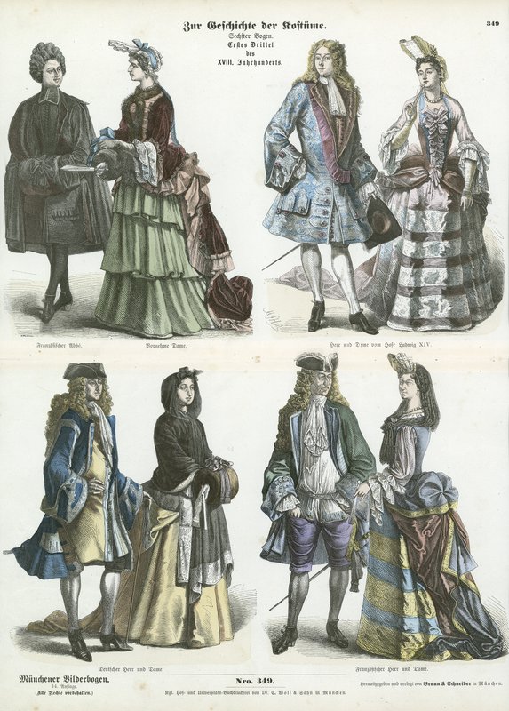 Alman ve Fransız kostümleri, 18. yüzyılın başlarında by German School