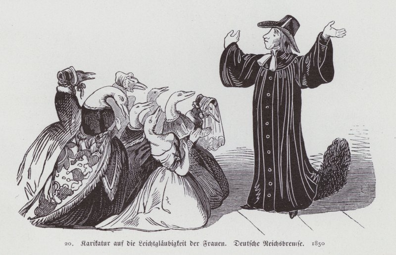 Kadınların saflığı üzerine Alman karikatürü by German School
