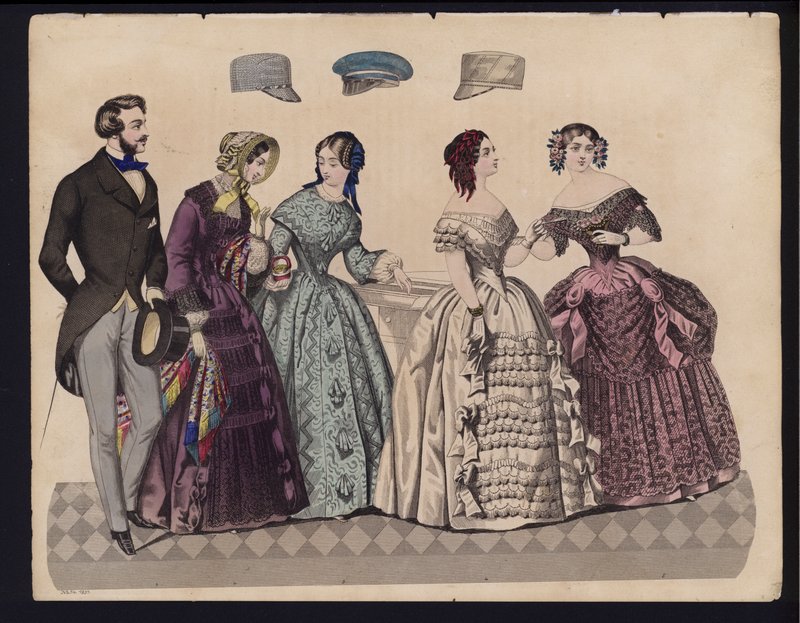 Alman moda levhası, 19. yüzyıl ortası (renkli gravür) by German School
