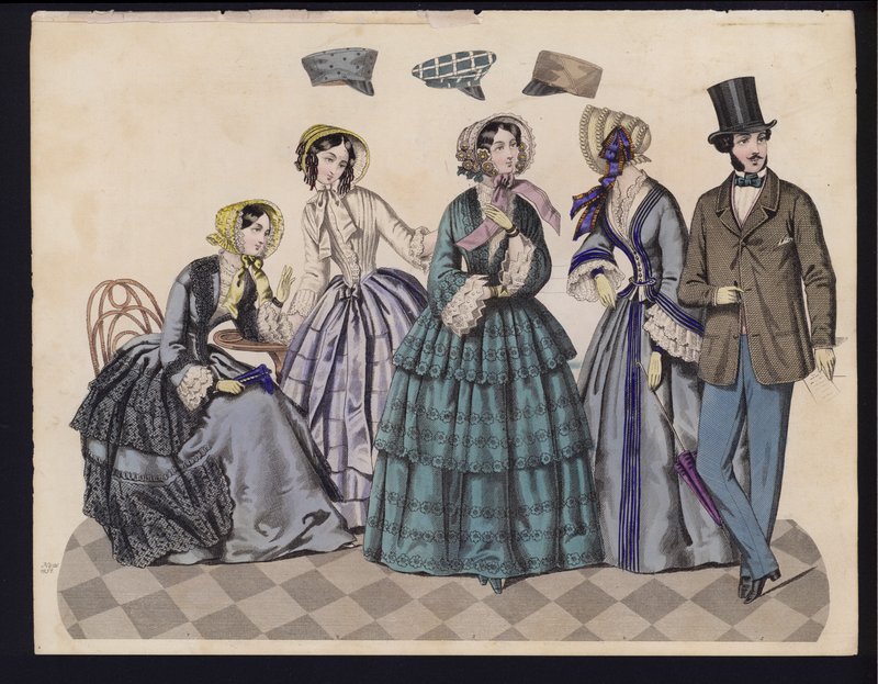 Alman moda levhası, 19. yüzyıl ortası (renkli gravür) by German School