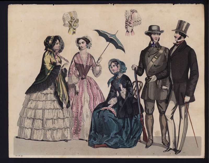 Alman moda levhası, 19. yüzyıl ortası (renkli gravür) by German School