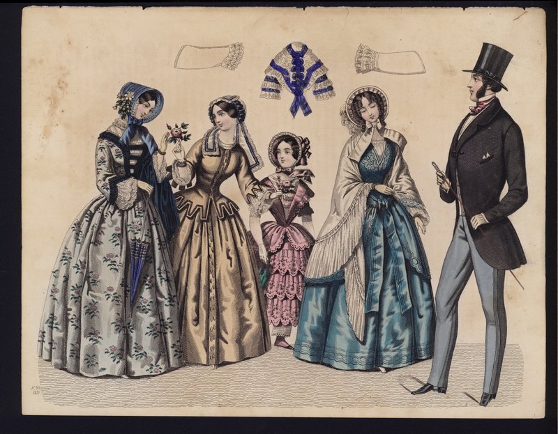 Alman moda levhası, 19. yüzyıl ortası (renkli gravür) by German School