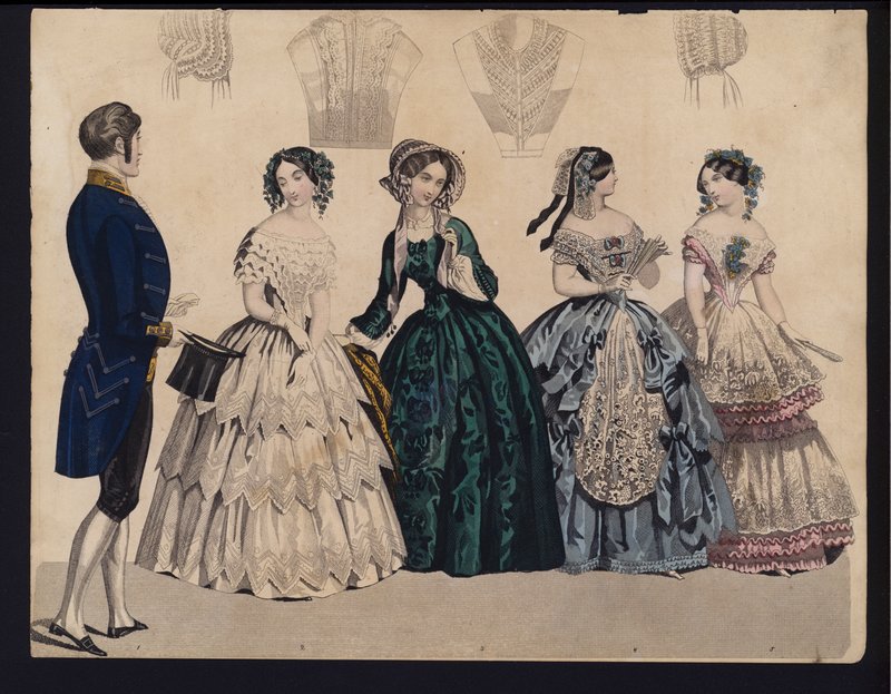 Alman moda levhası, 19. yüzyıl ortası (renkli gravür) by German School