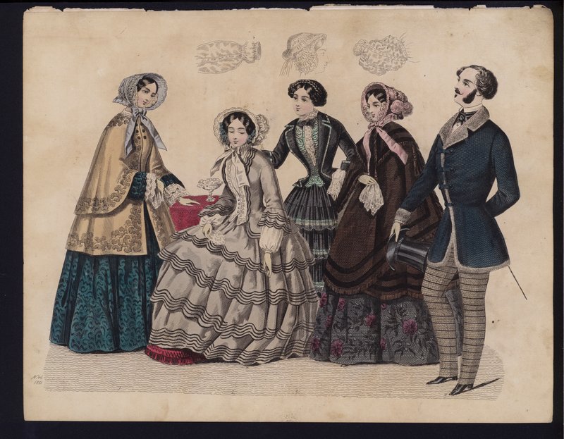 Alman moda levhası, 19. yüzyıl ortası (renkli gravür) by German School