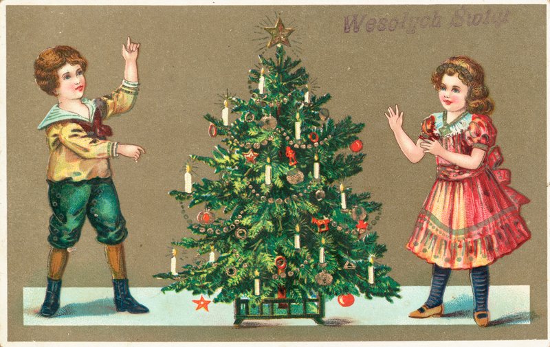 Kız ve erkek Noel ağacı ile by German School