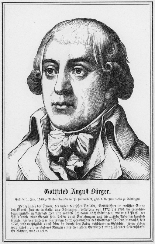 Gottfried August Burger (gravür) by German School