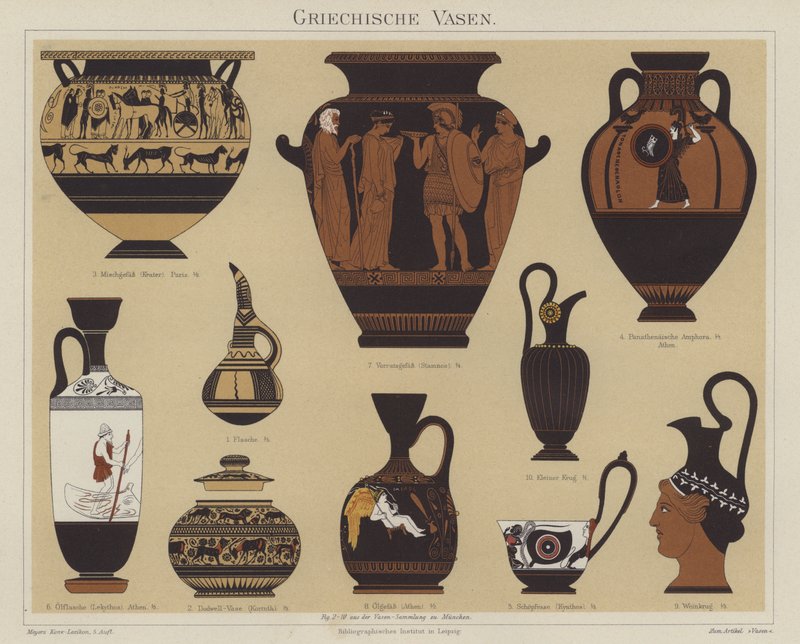 Yunan vazoları (renkli taş) by German School
